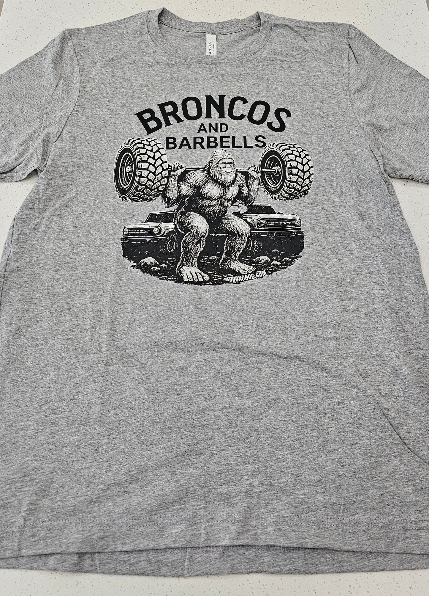 Broncos and Barbells T-Shirt – Sasquatch Off-Road Gym Shirt | Bella + Canvas 3001