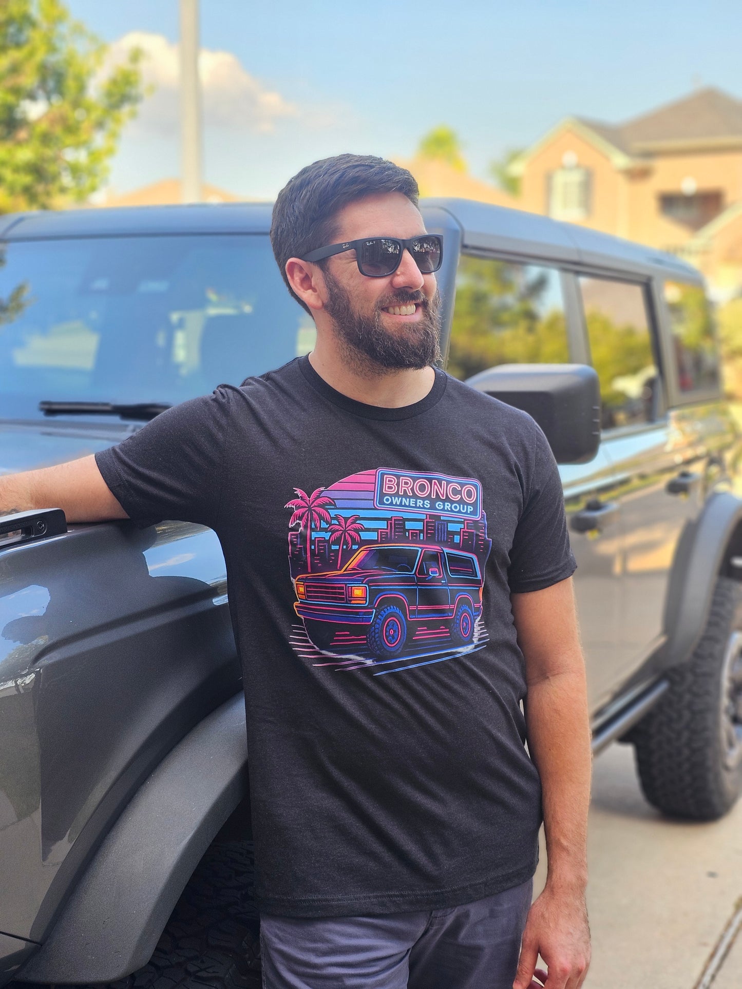 Miami Vibes Bronco T-Shirt - Retro Neon 80s Style | Bella + Canvas 3001